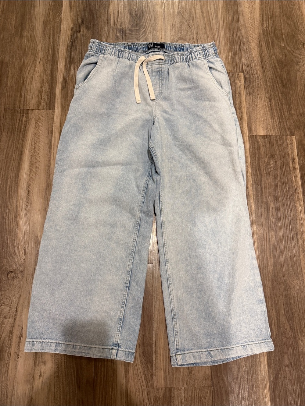 👖 GAP Denim High Rise Wide Leg Pull On Jeans Light Wash